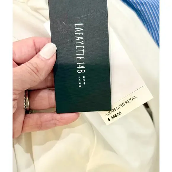 Lafayette 148 New York Ivory Fitted Asymmetrical Wrap Blouse Size 4 NWT 🤍 - Picture 4 of 10